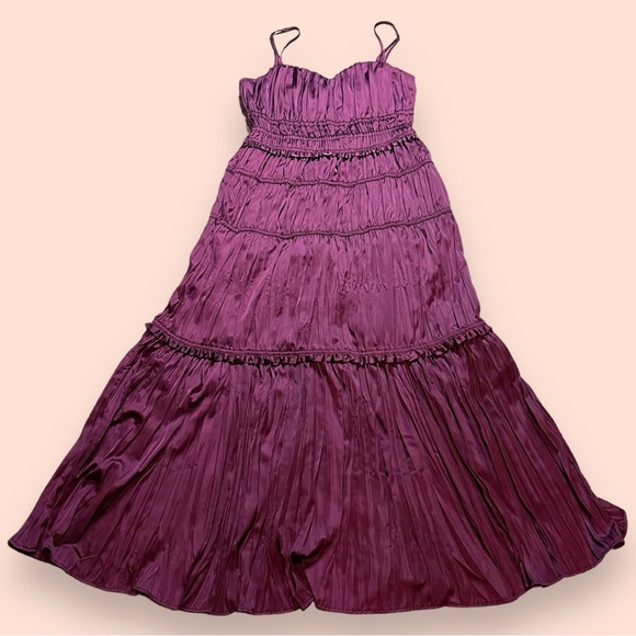 IR NWT Vernacular Satin Like Spaghetti Strap Dress in Deep Maroon. Size Small 💃 - Picture 3 of 14